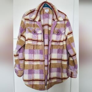 Time and Tru Checkered Jacket in Lavender and Beige